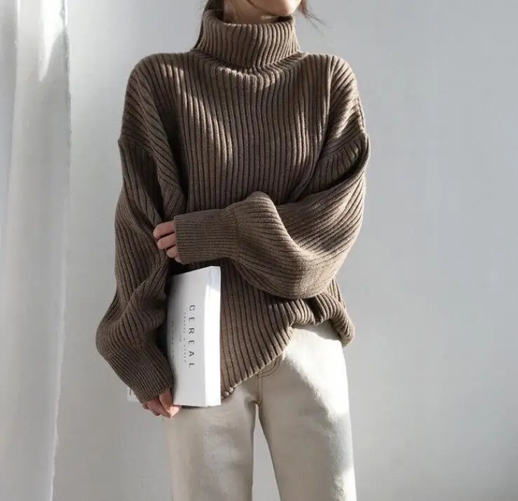 

2020 Winter Women's Casual Style Knit Solid Color Turtleneck Sweater